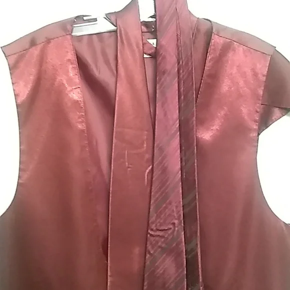 MENS berry satin vest set